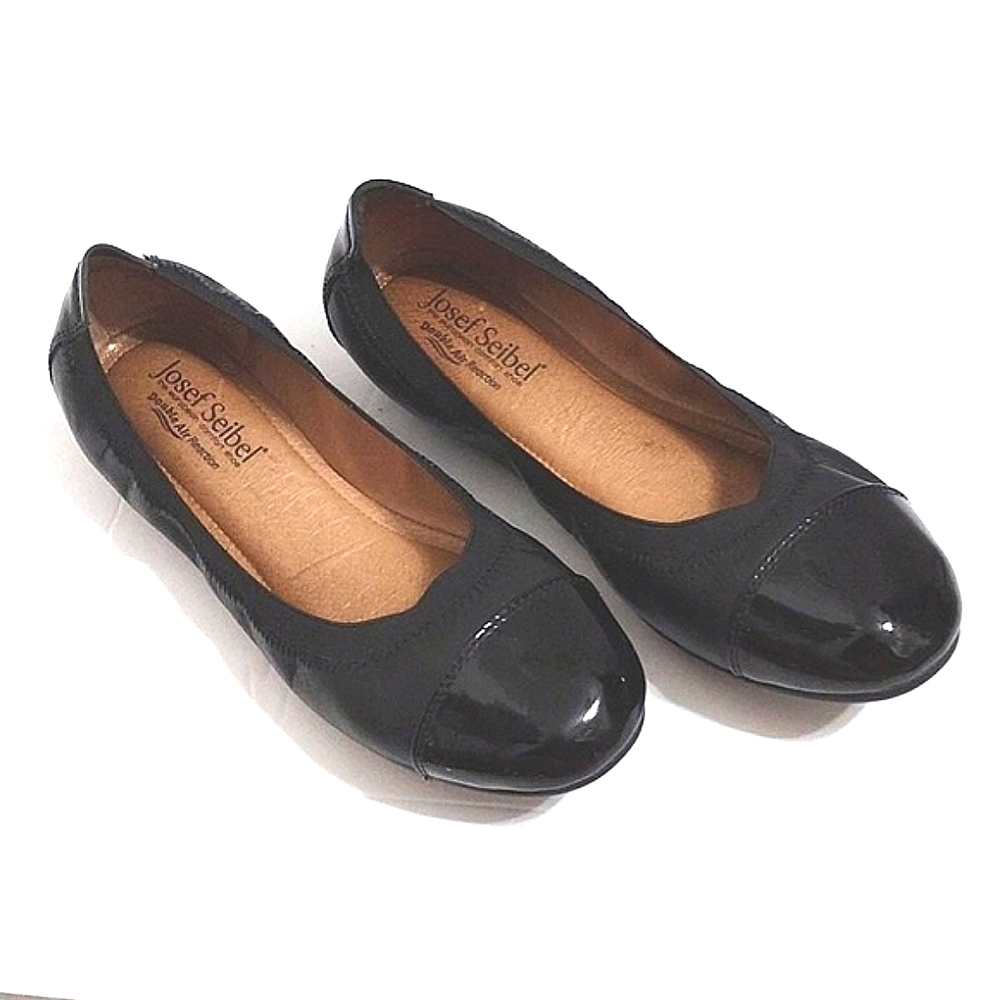 Josef Seibel PIPPA Black Leather Flats Womens US 8 EU 39 Elegant Classic Comfort